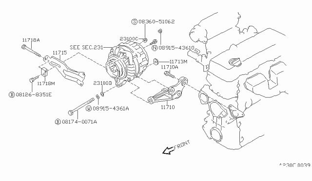 1989 Nissan 240SX Alternator Fitting - Diagram 2