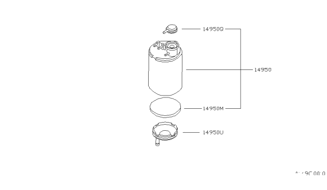 1991 Nissan 240SX CANISTER Assembly EVAPORATION Diagram for 14950-53F00