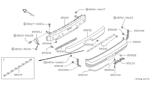 1989 Nissan 240SX Rear Bumper Diagram