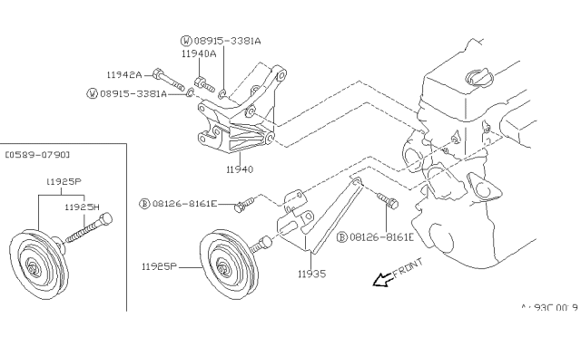 1989 Nissan 240SX Power Steering Pump Mounting - Diagram 2