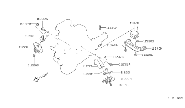 1989 Nissan 240SX Engine & Transmission Mounting Diagram 2