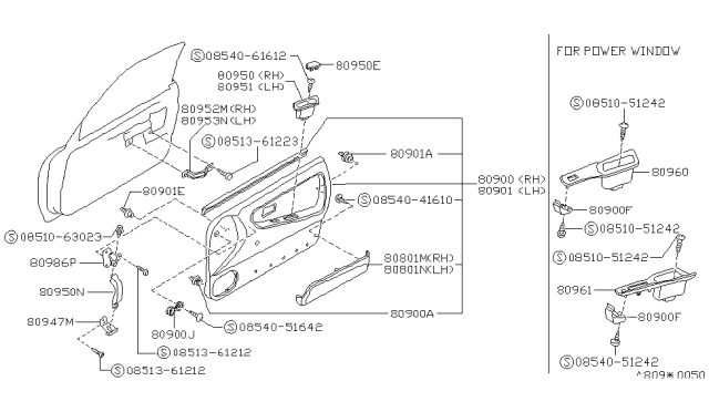 1990 Nissan 240SX Assist Strap Front Diagram for 80950-40F00