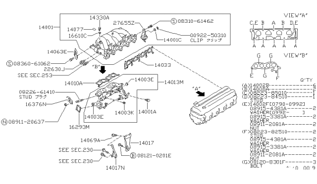 1993 Nissan 240SX Manifold-Intake Diagram for 14001-53F01