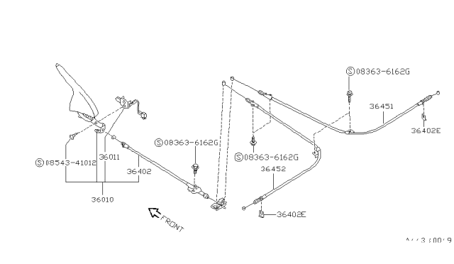 1994 Nissan 240SX Cable Assy-Brake,Rear LH Diagram for 36531-50F00