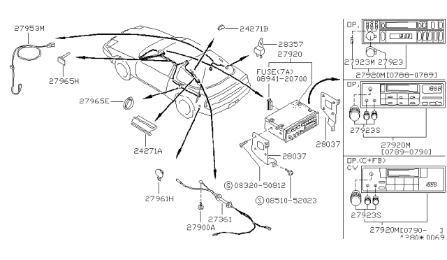 1990 Nissan 240SX Protector-Antenna Cord Diagram for 24280-40F00