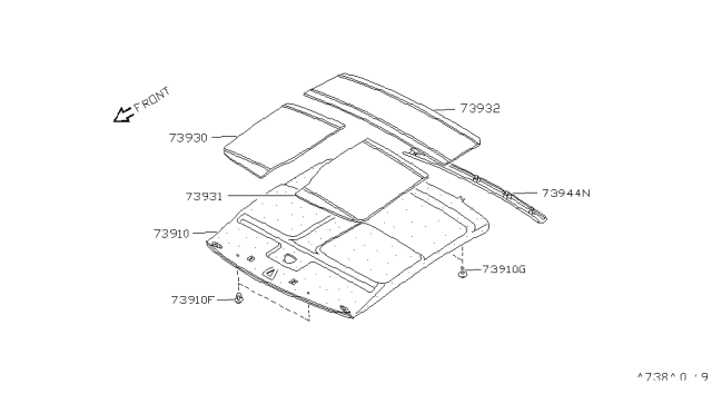 1994 Nissan 240SX Cloth Assy-Headlining Diagram for 73910-41F00