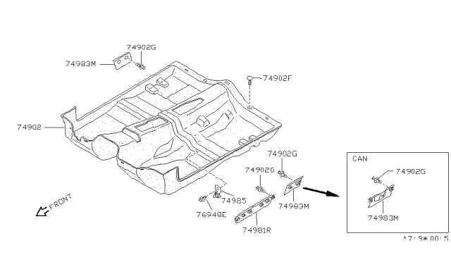 1989 Nissan 240SX Floor Trimming Diagram