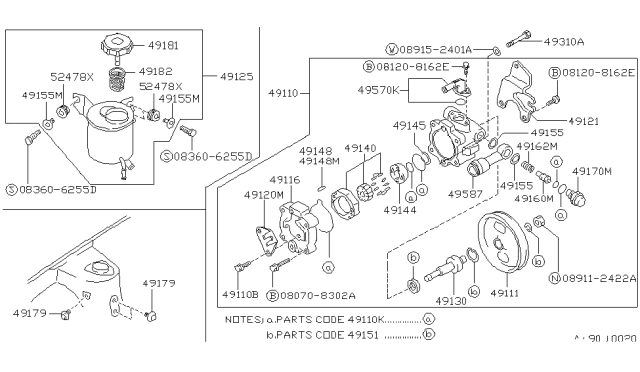 1994 Nissan 240SX Shaft-Drive,Power Steering Pump Diagram for 49130-03U00