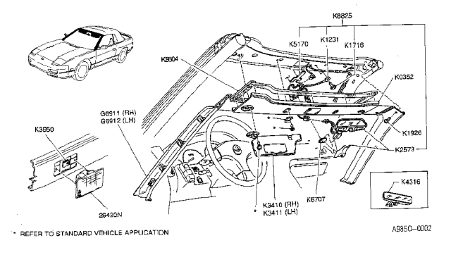 1993 Nissan 240SX Jumper Mirror Lamp Diagram for K1231-6X002