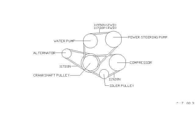 1989 Nissan 240SX Fan,Compressor & Power Steering Belt Diagram 1