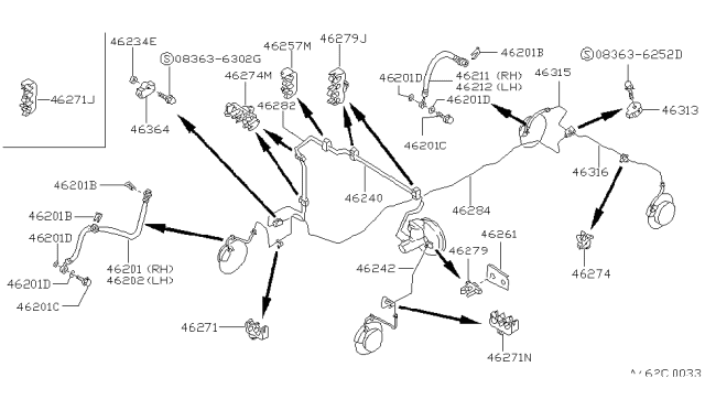 1992 Nissan 240SX Brake Piping & Control Diagram 2