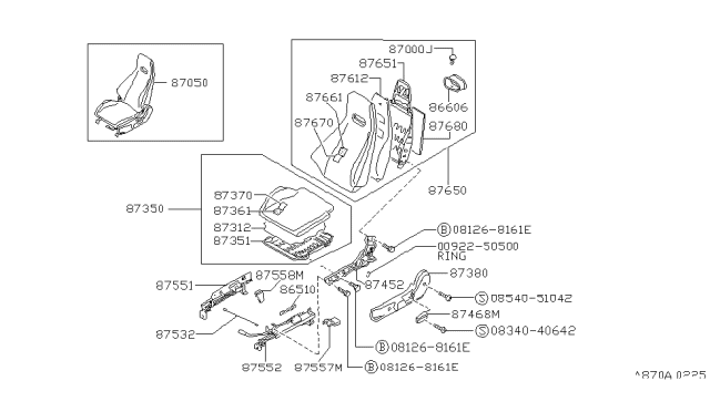 1989 Nissan 240SX Front Seat Diagram 1