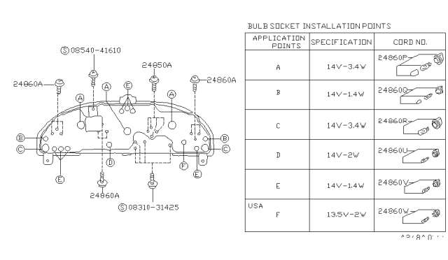 1994 Nissan 240SX Socket & Bulb Assy Diagram for 24860-35F02