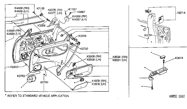 1993 Nissan 240SX WEATHERSTRIP Assembly Door Window LH Diagram for K4609-6X001