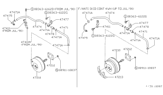 1992 Nissan 240SX Brake Servo & Servo Control Diagram