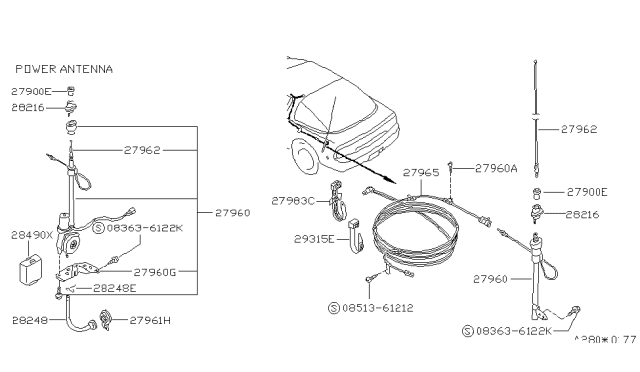 1992 Nissan 240SX Cord-Antenna Diagram for 28242-41F00