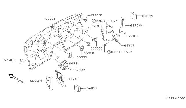 1994 Nissan 240SX Dash Trimming & Fitting Diagram