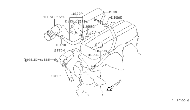 1989 Nissan 240SX Blow-By Gas Hose Diagram for 11823-40F01