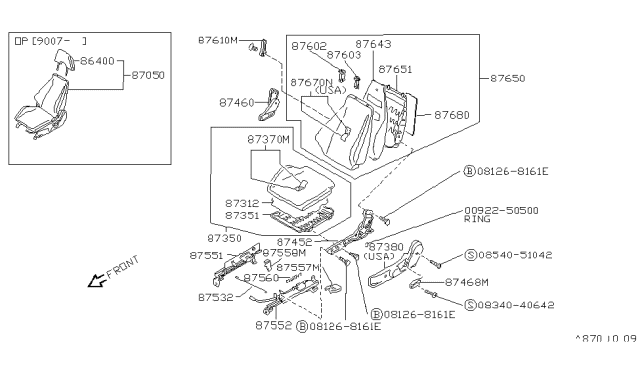 1994 Nissan 240SX Front Seat Diagram 1