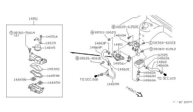 1992 Nissan 240SX Case Assembly-EAI Valve Diagram for 14810-40F01