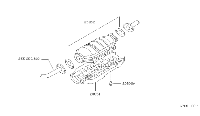 1994 Nissan 240SX Catalytic Converter With Shelter Diagram for 20800-53F26