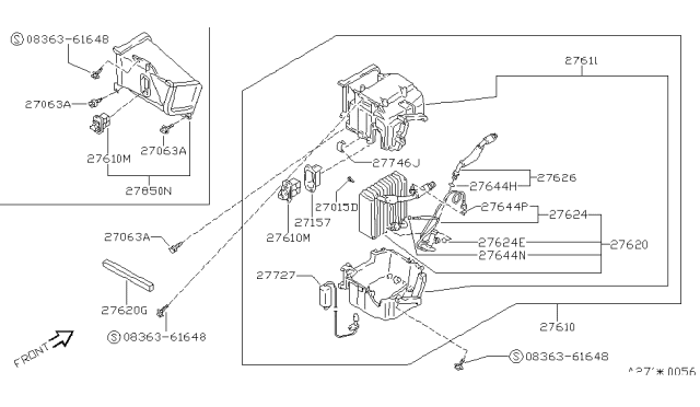 1989 Nissan 240SX EVAPORATOR ASY Cooler Diagram for 27280-40F00