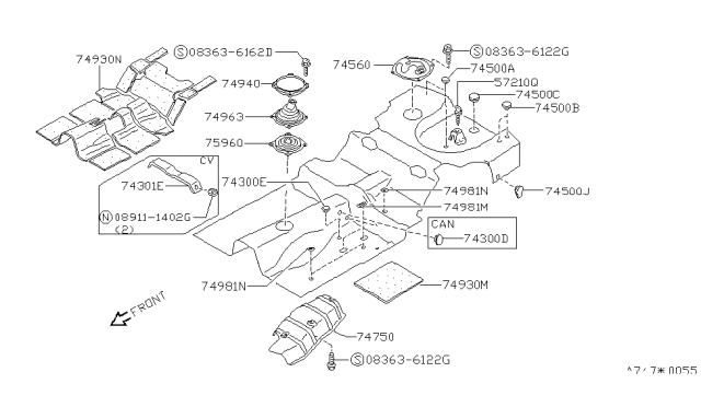 1990 Nissan 240SX Cover Inspect Diagram for 74831-41L30