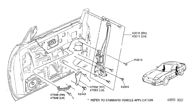 1994 Nissan 240SX Belt Assembly-Front Seat Tongue LH Diagram for K3011-6X001