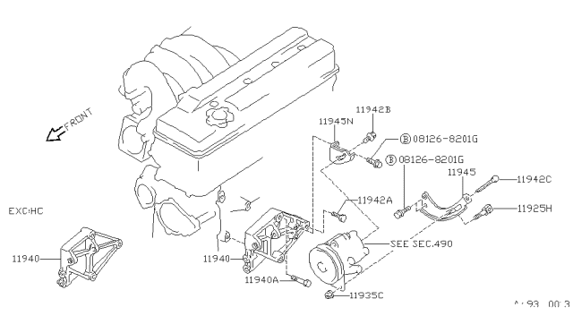 1993 Nissan 240SX Bracket-Power Steering Oil Pump Diagram for 11940-53F00