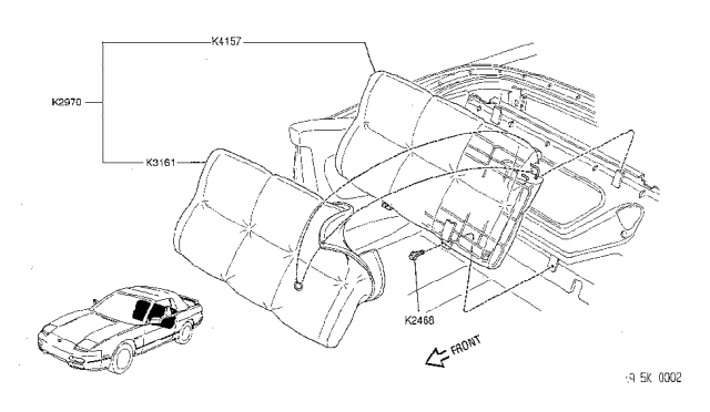1993 Nissan 240SX Trim Assembly-Back Rear Seat Diagram for K3161-6X101
