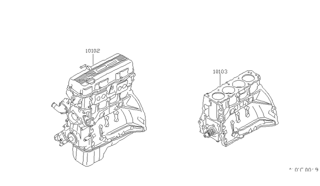 1989 Nissan 240SX Engine Assy-Short Diagram for 10103-40F00