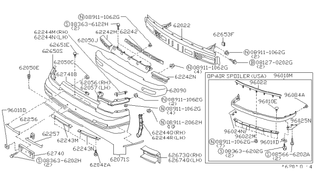 1989 Nissan 240SX Screw-Machine Diagram for 08363-6202H