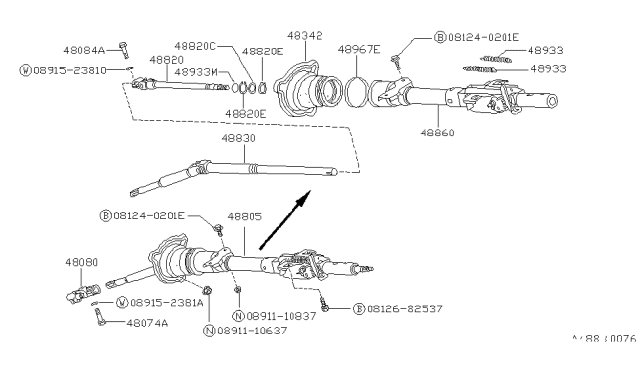 1990 Nissan 240SX Cover-Column Hole Diagram for 48950-40F60