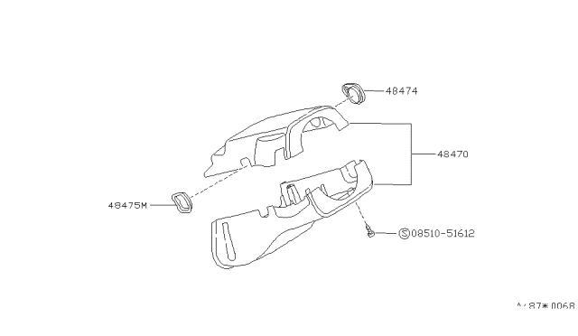1993 Nissan 240SX Steering Column Shell Cover Diagram