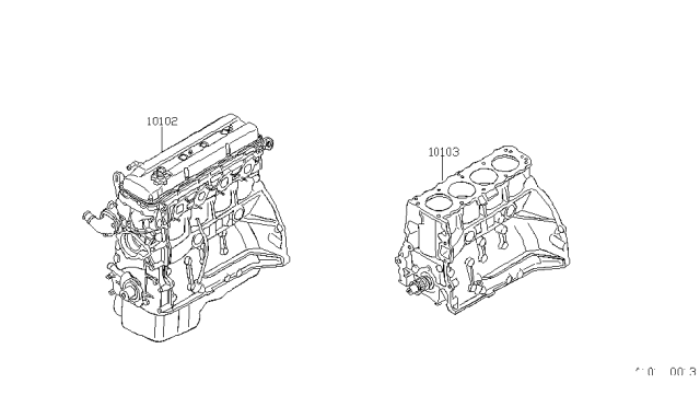 1991 Nissan 240SX Bare & Short Engine Diagram 1