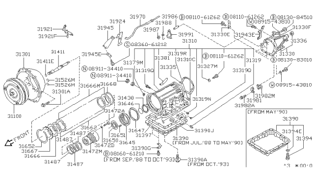 1990 Nissan 240SX Gasket-Oil Pan Diagram for 31397-41X02