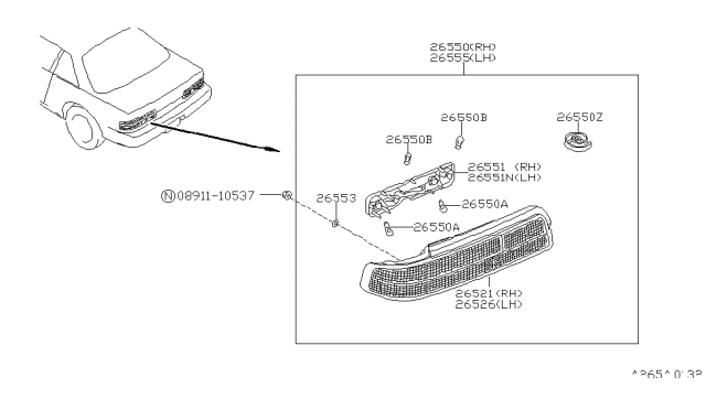 1990 Nissan 240SX Rear Combination Lamp Diagram 1