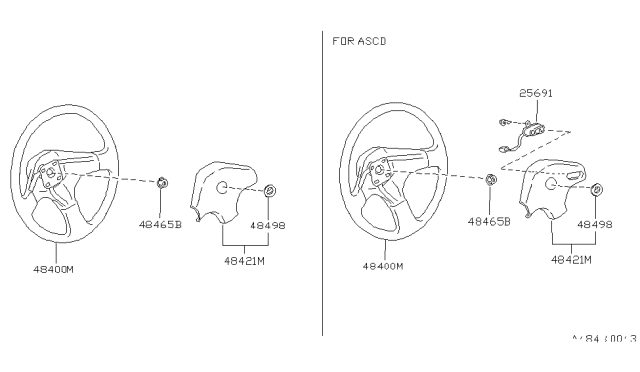 1991 Nissan 240SX Steering Wheel Assembly W/O Pad Diagram for 48430-71E17