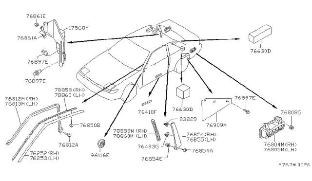 1989 Nissan 240SX Weatherstrip-Body Side,LH Diagram for 76861-35F00