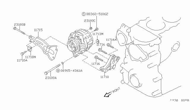 1991 Nissan 240SX Alternator Fitting Diagram 1