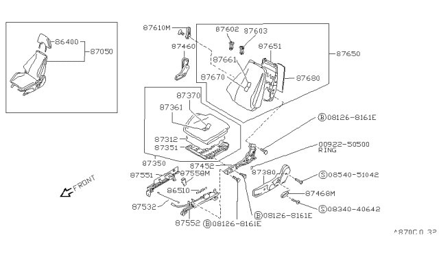 1990 Nissan 240SX Front Seat Diagram 4