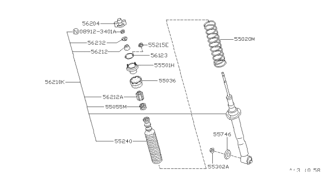 1990 Nissan 240SX Bracket Assembly-Rear Shock ABSORBER R Diagram for 55322-35F10