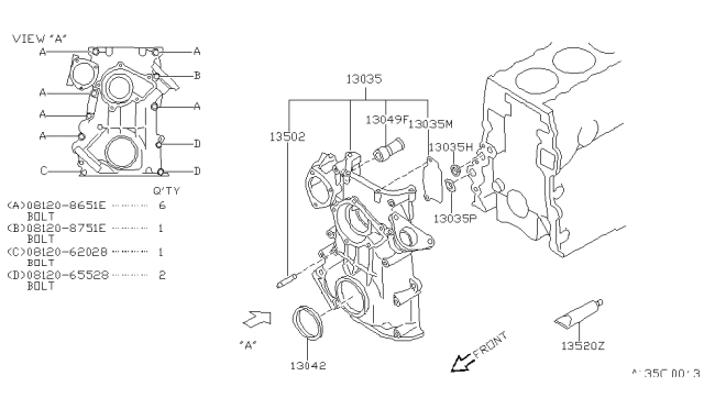 1990 Nissan 240SX Cover-Front Diagram for 13502-40F10
