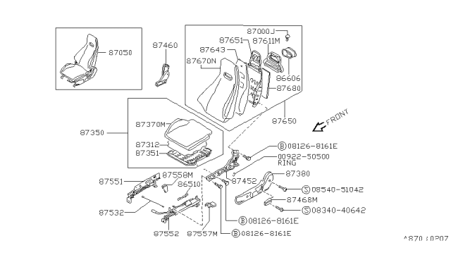 1993 Nissan 240SX Front Seat Diagram 2