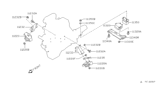 1989 Nissan 240SX Engine & Transmission Mounting - Diagram 1