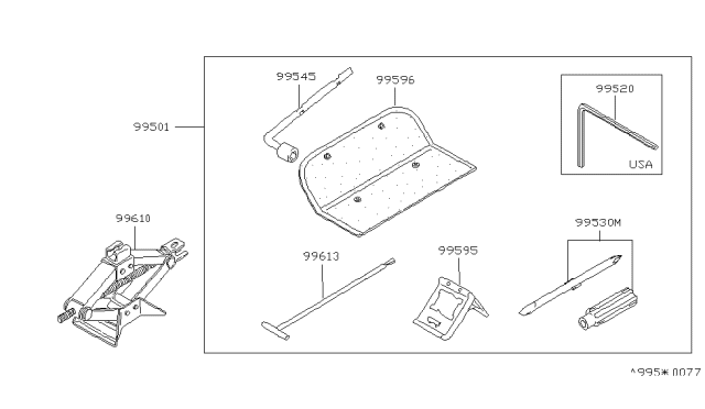 1993 Nissan 240SX Tool Kit & Maintenance Manual Diagram