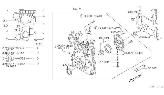 1991 Nissan 240SX Seal-Oil CRANKSHAFT Front Diagram for 13510-40F10