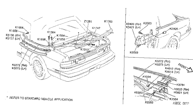 1993 Nissan 240SX Molding Assembly-Quarter Belt Outer Rear LH Diagram for K0273-6X001