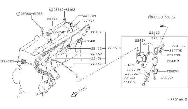 1990 Nissan 240SX Bracket-High Tension Cable Diagram for 22474-40F11
