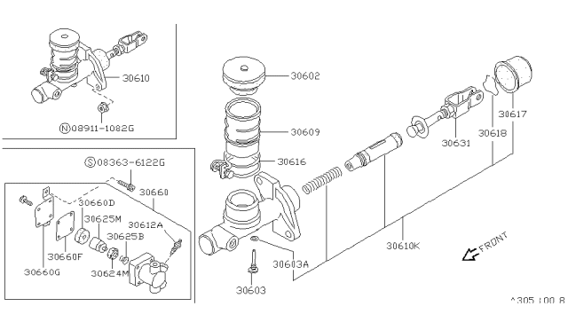 1994 Nissan 240SX Mst Cylinder Clutch Diagram for 30610-70F50